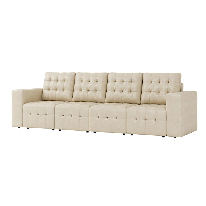 Pouf Aurora in Vera Pelle con Design Trapuntato di HULALA HOME