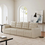 Pouf Aurora in Vera Pelle con Design Trapuntato di HULALA HOME