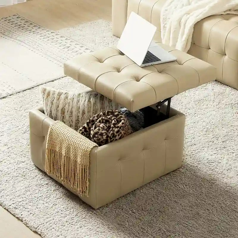 Pouf Aurora in Vera Pelle con Design Trapuntato di HULALA HOME