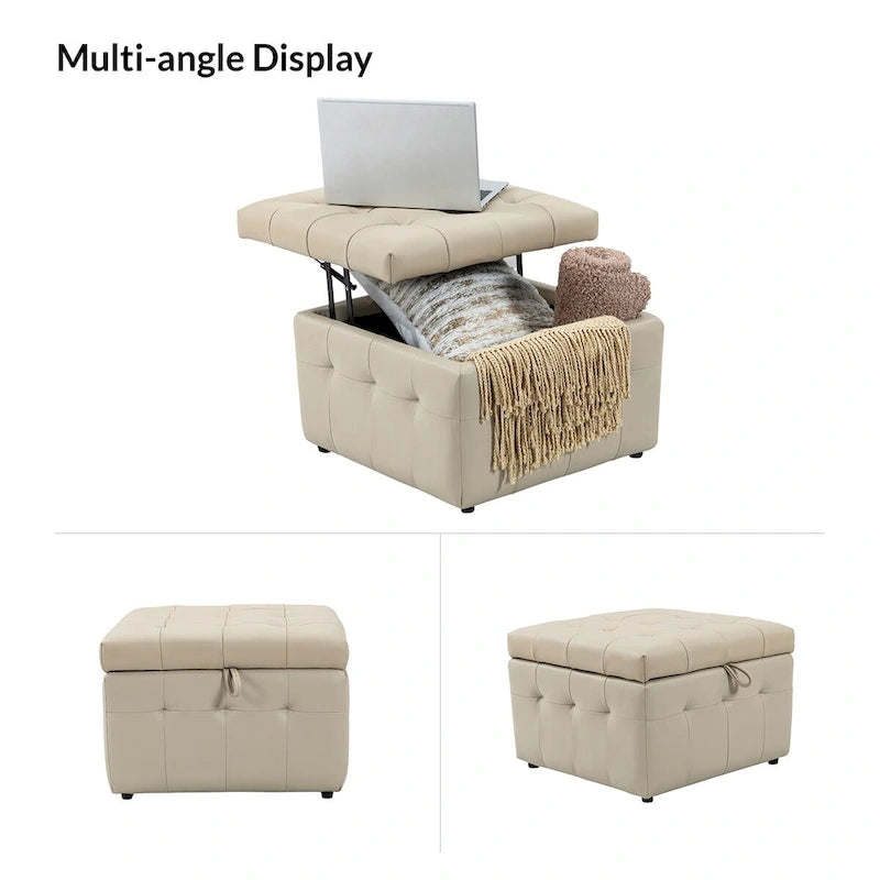 Pouf Aurora in Vera Pelle con Design Trapuntato di HULALA HOME