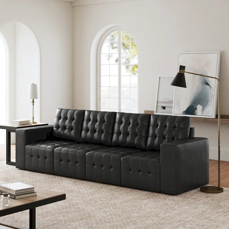 Pouf Aurora in Vera Pelle con Design Trapuntato di HULALA HOME