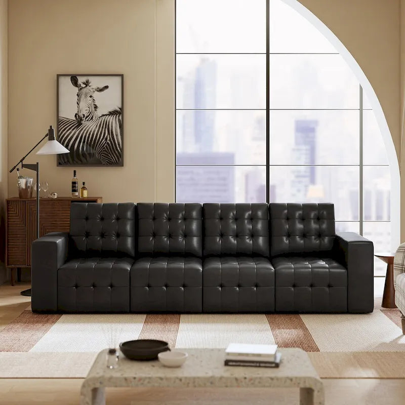 Pouf Aurora in Vera Pelle con Design Trapuntato di HULALA HOME