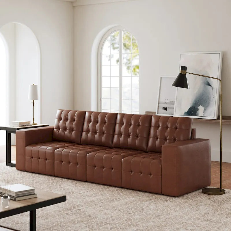 Pouf Aurora in Vera Pelle con Design Trapuntato di HULALA HOME