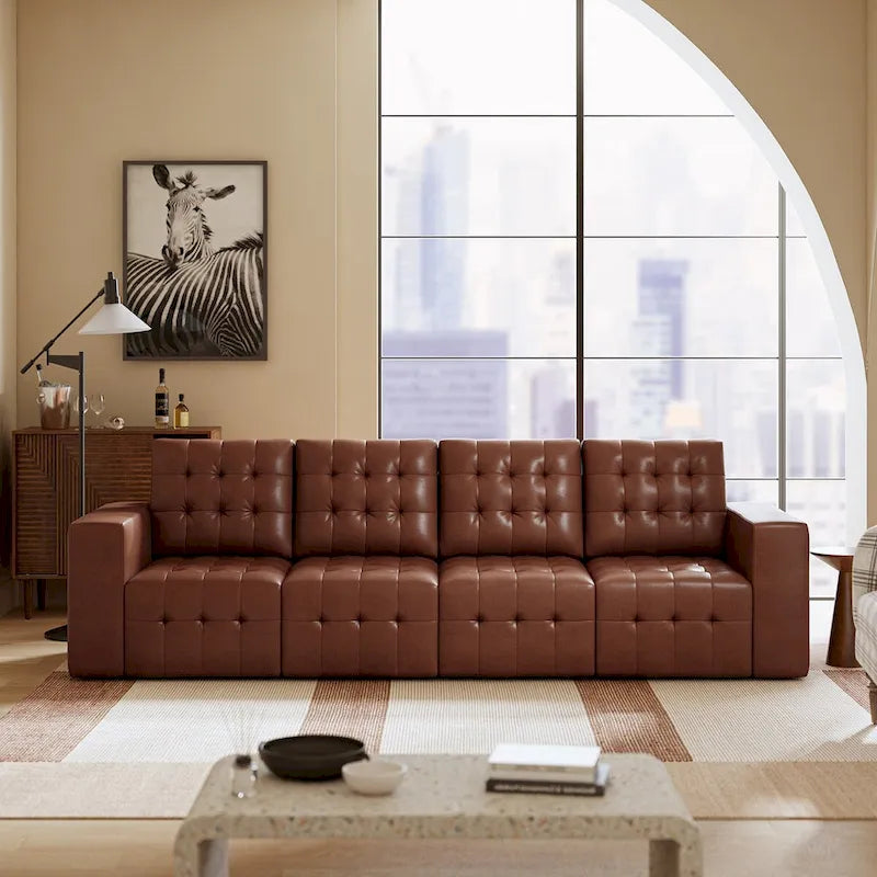Pouf Aurora in Vera Pelle con Design Trapuntato di HULALA HOME