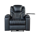 PU Leather Power Recliner Chair with Power Adjustable Headrest, USB Port, Storage Arms, Cup Holder Swivel Tray Table