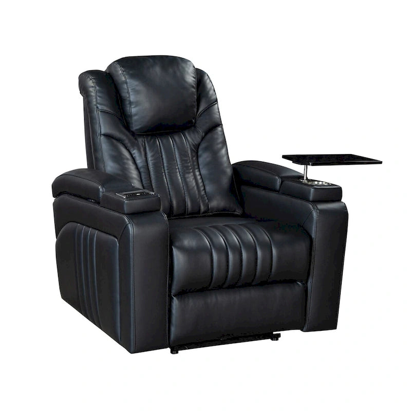 PU Leather Power Recliner Chair with Power Adjustable Headrest, USB Port, Storage Arms, Cup Holder Swivel Tray Table