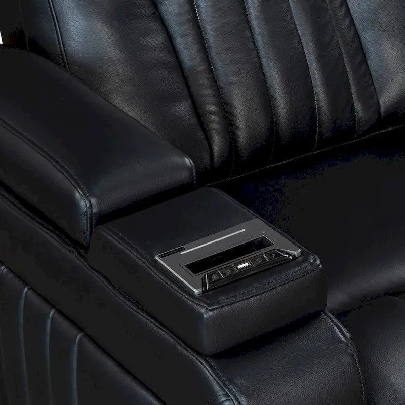 PU Leather Power Recliner Chair with Power Adjustable Headrest, USB Port, Storage Arms, Cup Holder Swivel Tray Table
