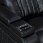 PU Leather Power Recliner Chair with Power Adjustable Headrest, USB Port, Storage Arms, Cup Holder Swivel Tray Table