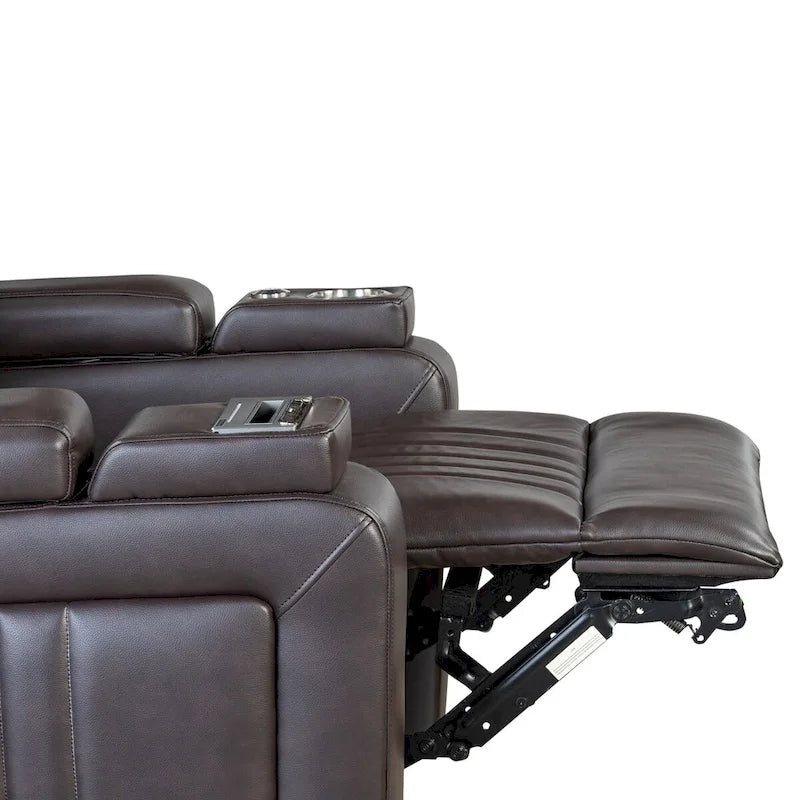 PU Leather Power Recliner Chair with Power Adjustable Headrest, USB Port, Storage Arms, Cup Holder Swivel Tray Table