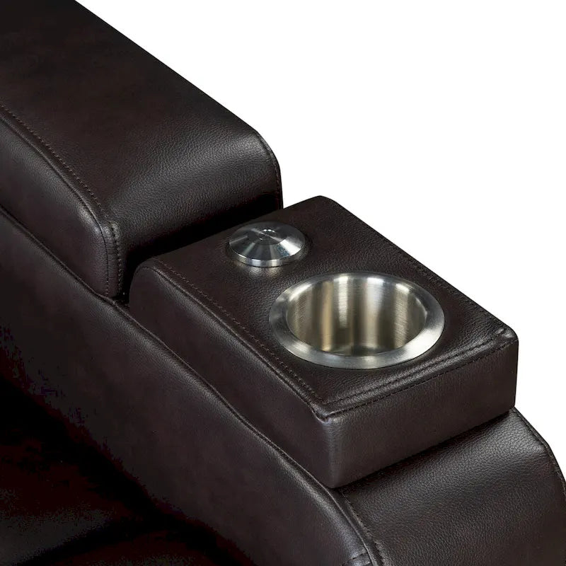 PU Leather Power Recliner Chair with Power Adjustable Headrest, USB Port, Storage Arms, Cup Holder Swivel Tray Table