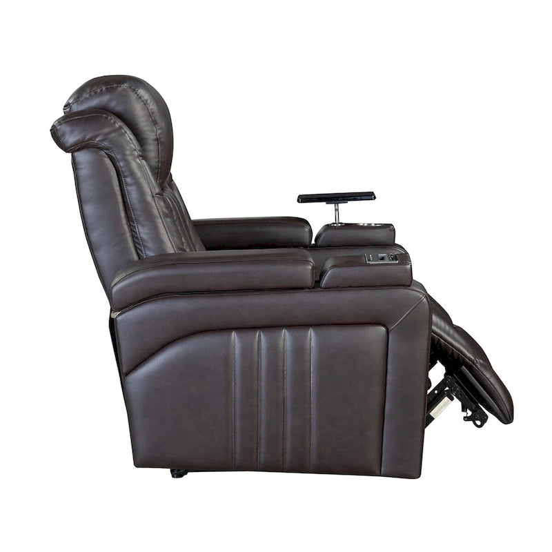 PU Leather Power Recliner Chair with Power Adjustable Headrest, USB Port, Storage Arms, Cup Holder Swivel Tray Table