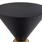 Studio 55D Midnight Mid-Century Modern Metal Hourglass Round Accent Side End Table 17 3/4 Wide Black Gold Ring for Living Room