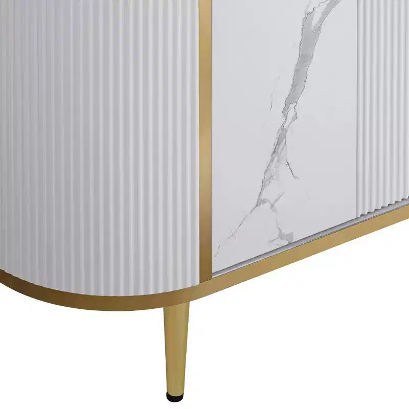 55 Downing Street Jodie Modern White Oval Console Table 38 1/4 x 15 1/4 with Storage Black Marble Tabletop for Living Room Home