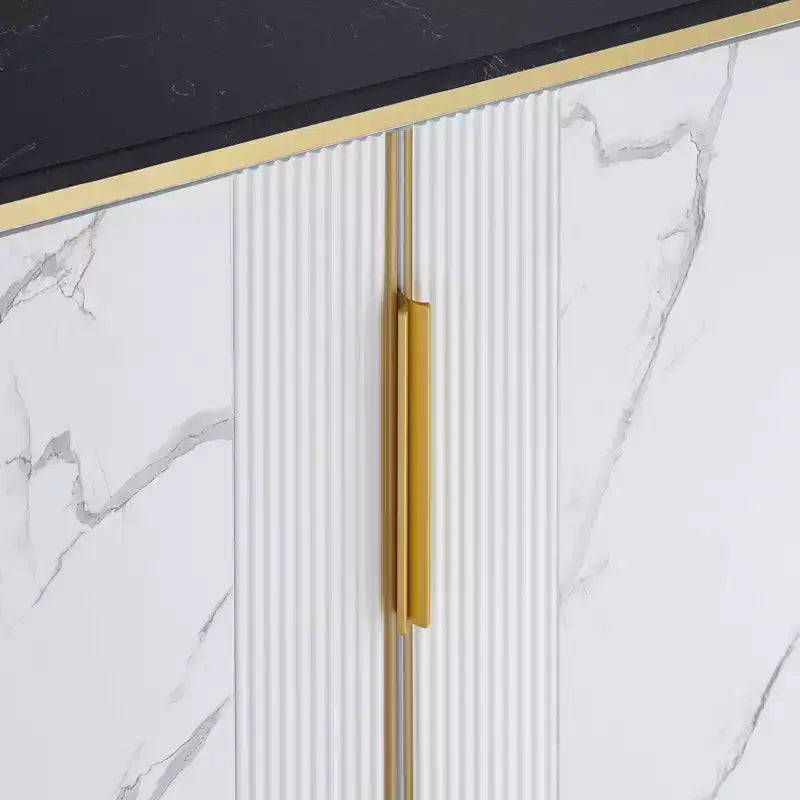 55 Downing Street Jodie Modern White Oval Console Table 38 1/4 x 15 1/4 with Storage Black Marble Tabletop for Living Room Home