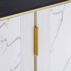 55 Downing Street Jodie Modern White Oval Console Table 38 1/4 x 15 1/4 with Storage Black Marble Tabletop for Living Room Home