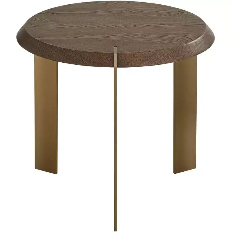 55 Downing Street Simmons 21 1/2 Wide Brown Wood Sleek Round End Table