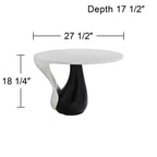 Studio 55D Dali Melt Modern Black Oval Coffee Table 27 1/2 x 17 1/2 White Marble Tabletop and Side for Living Room Bedroom House