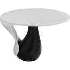 Studio 55D Dali Melt Modern Black Oval Coffee Table 27 1/2 x 17 1/2 White Marble Tabletop and Side for Living Room Bedroom House