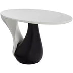 Studio 55D Dali Melt Modern Black Oval Coffee Table 27 1/2 x 17 1/2 White Marble Tabletop and Side for Living Room Bedroom House