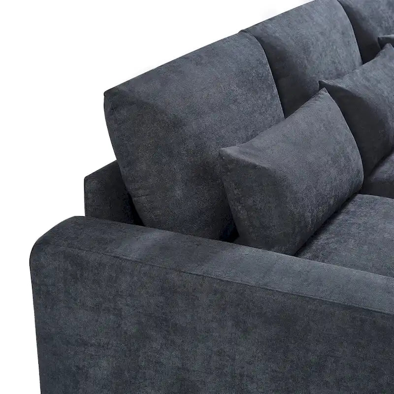 Modern Convertible Large L-shaped Feather Filled Sectional Sofa with Reversible Chaise - 129.9W x 72D x 31.5H