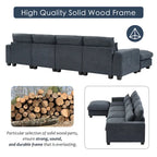 Modern Convertible Large L-shaped Feather Filled Sectional Sofa with Reversible Chaise - 129.9W x 72D x 31.5H