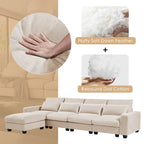 Modern Convertible Large L-shaped Feather Filled Sectional Sofa with Reversible Chaise - 129.9W x 72D x 31.5H