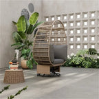 Rattan Egg Patio Swivel Chair with Cushions and Rocking Function