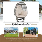 Rattan Egg Patio Swivel Chair with Cushions and Rocking Function