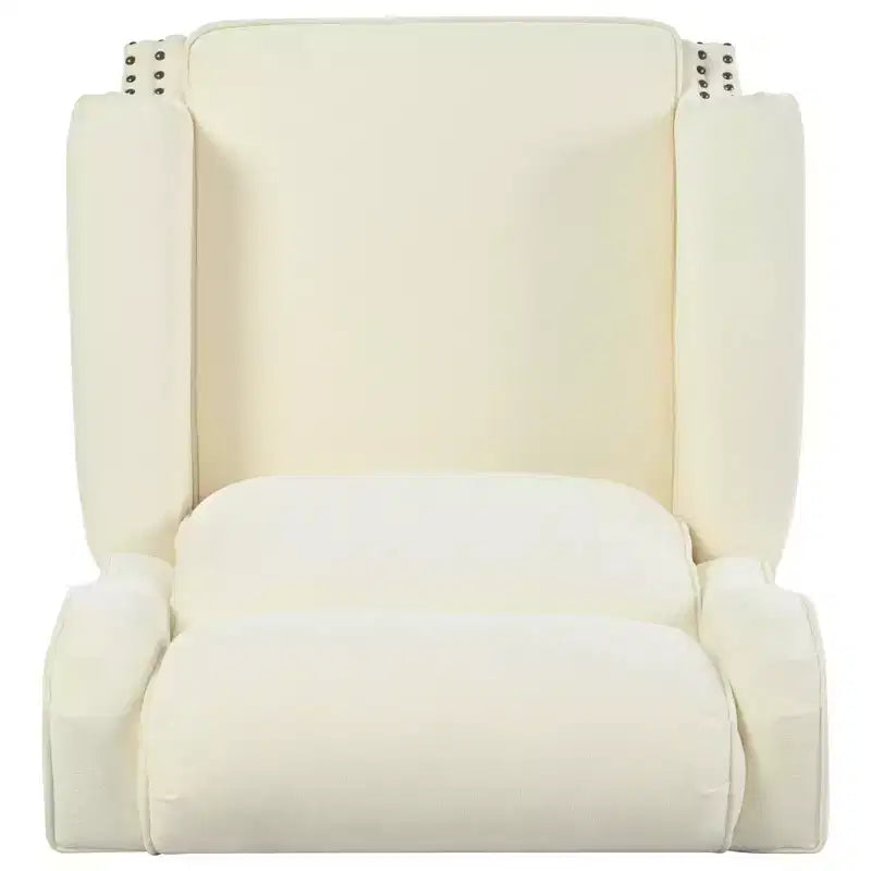 30W Accent Chair Push Back Recliner Armchair with Wing Back and Gourd-shaped Wooden Legs -ModernLuxe