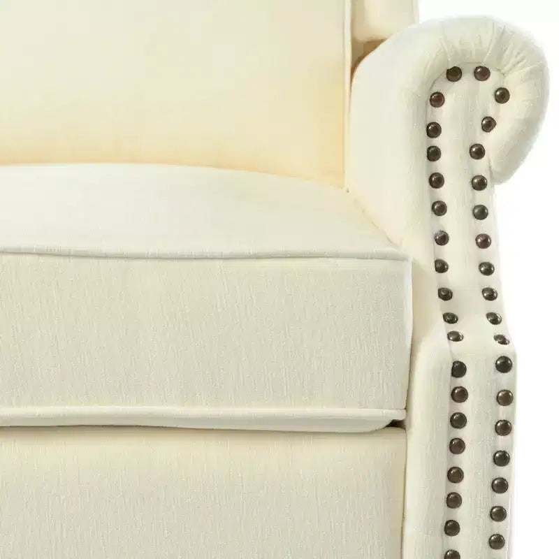 30W Accent Chair Push Back Recliner Armchair with Wing Back and Gourd-shaped Wooden Legs -ModernLuxe