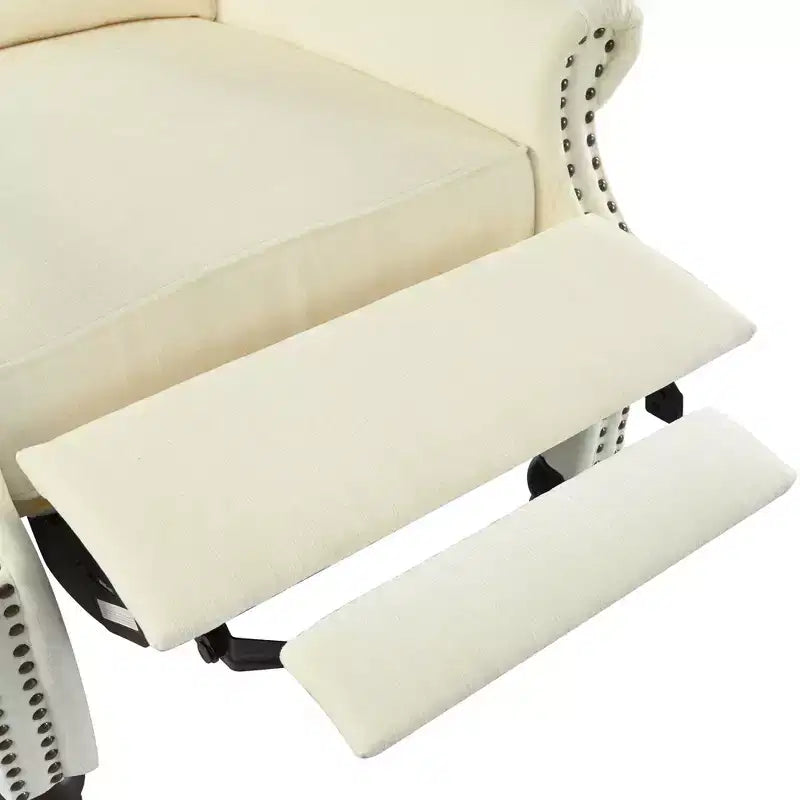 30W Accent Chair Push Back Recliner Armchair with Wing Back and Gourd-shaped Wooden Legs -ModernLuxe