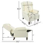 30W Accent Chair Push Back Recliner Armchair with Wing Back and Gourd-shaped Wooden Legs -ModernLuxe