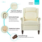 30W Accent Chair Push Back Recliner Armchair with Wing Back and Gourd-shaped Wooden Legs -ModernLuxe