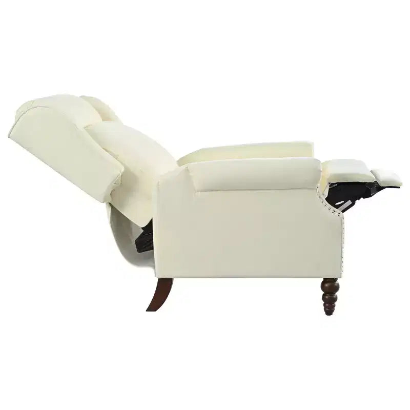 30W Accent Chair Push Back Recliner Armchair with Wing Back and Gourd-shaped Wooden Legs -ModernLuxe