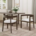 GDFStudio Vande Fabric Upholstered Wood Tub Dining Chairs (Set of 2)