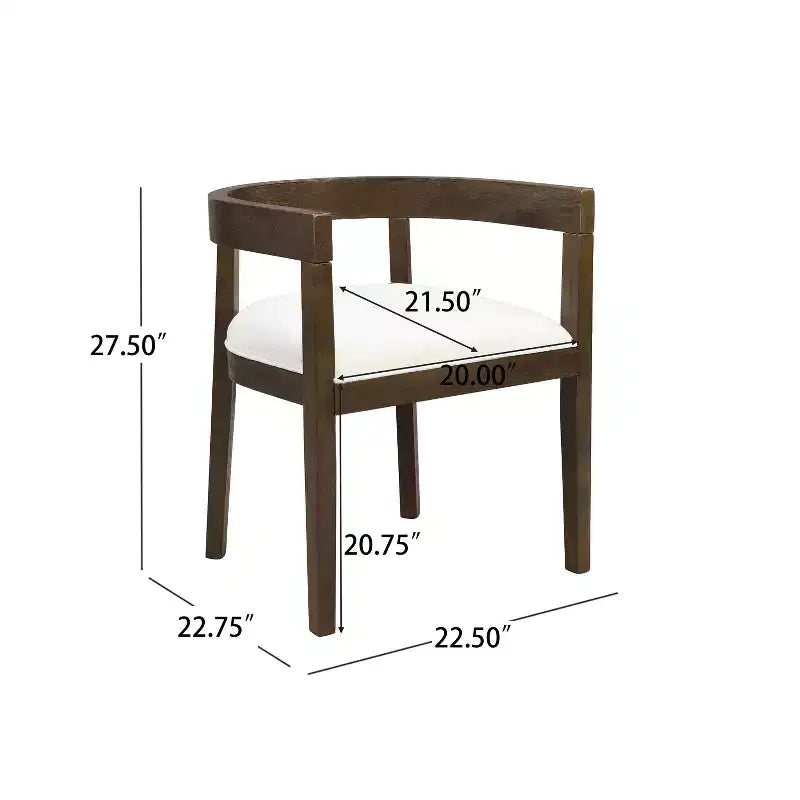 GDFStudio Vande Fabric Upholstered Wood Tub Dining Chairs (Set of 2)