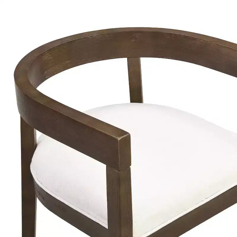 GDFStudio Vande Fabric Upholstered Wood Tub Dining Chairs (Set of 2)