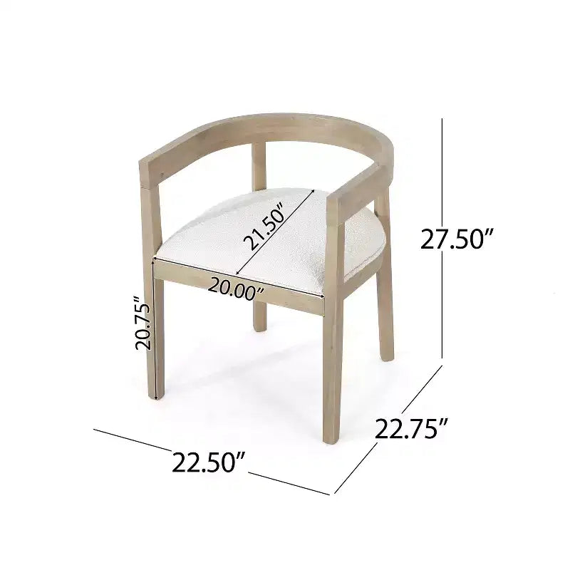 GDFStudio Vande Fabric Upholstered Wood Tub Dining Chairs (Set of 2)