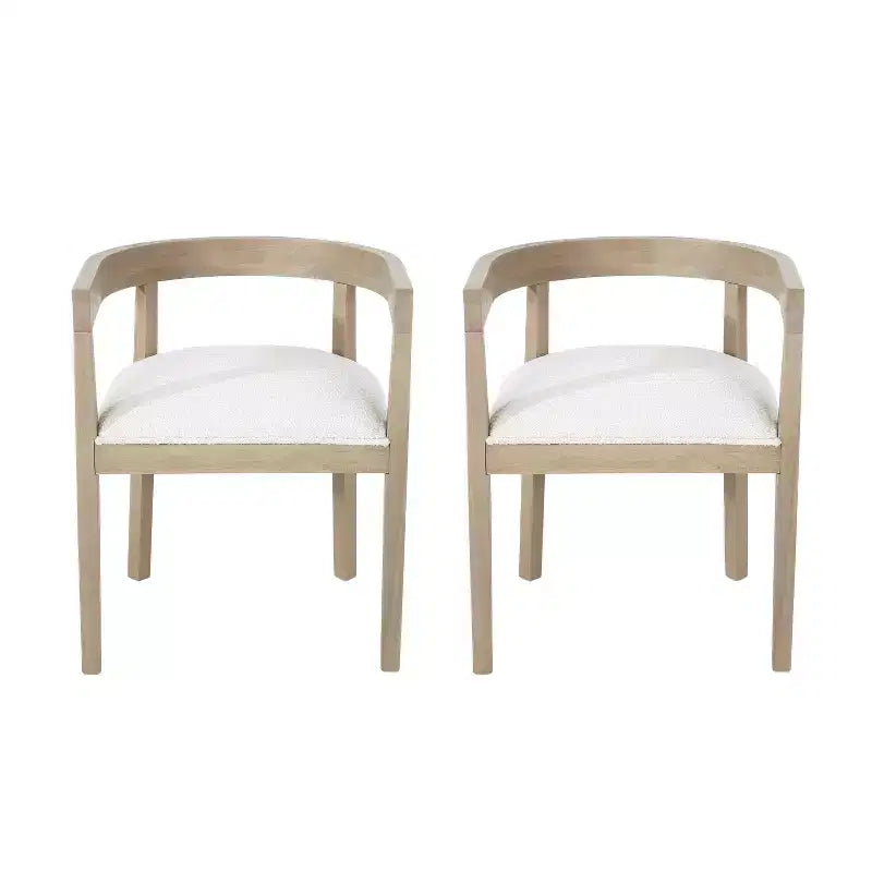GDFStudio Vande Fabric Upholstered Wood Tub Dining Chairs (Set of 2)