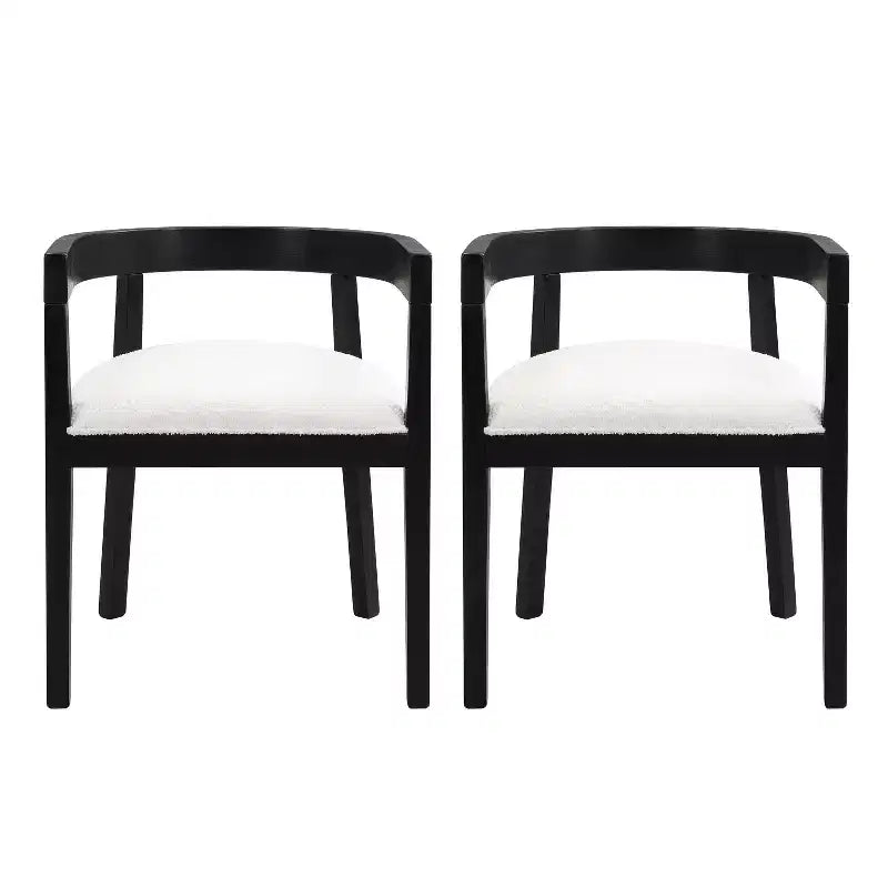 GDFStudio Vande Fabric Upholstered Wood Tub Dining Chairs (Set of 2)
