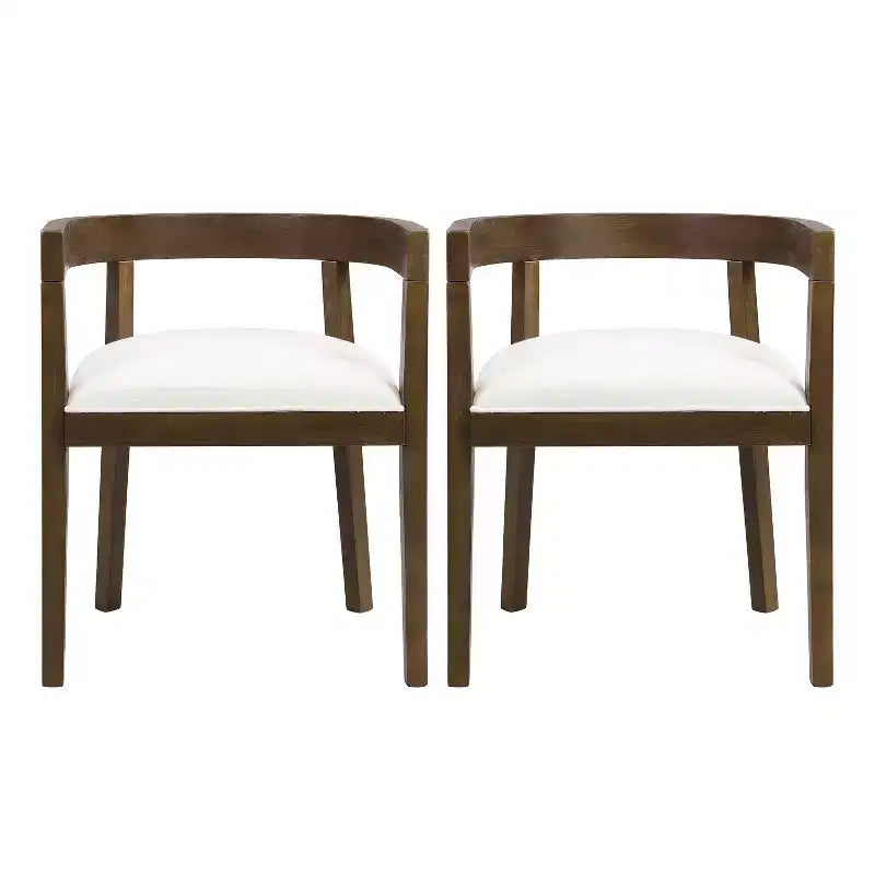 GDFStudio Vande Fabric Upholstered Wood Tub Dining Chairs (Set of 2)