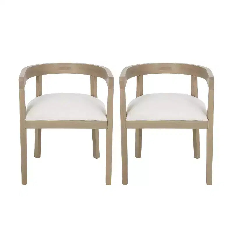GDFStudio Vande Fabric Upholstered Wood Tub Dining Chairs (Set of 2)
