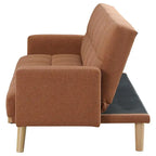Kori 78 Inch Sofa Futon Bed with Tufted Back, Angled Legs, Orange Fabric