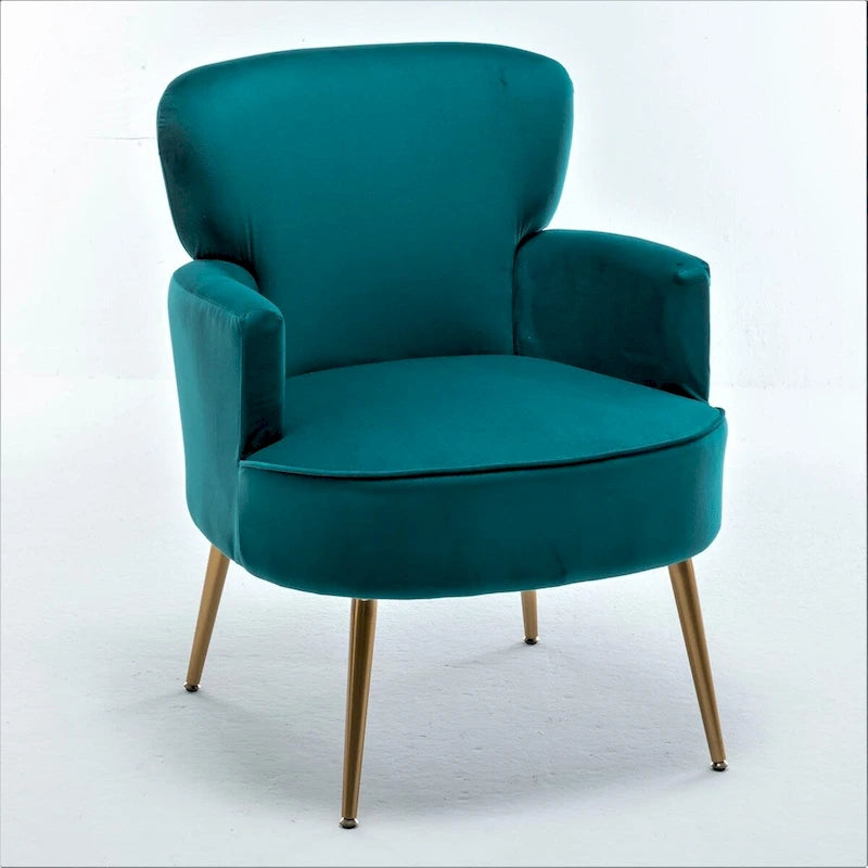 Poltrona in velluto elegante US Pride Furniture con gambe in metallo dorato, comoda poltrona per gli accenti