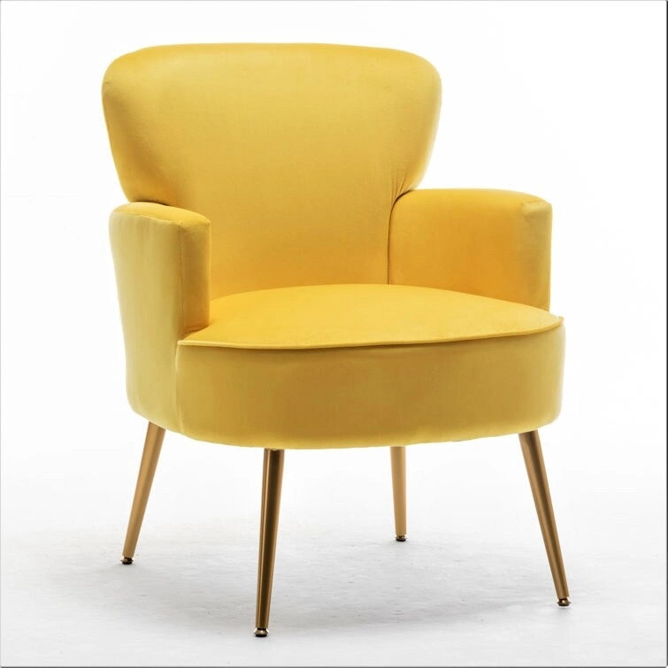 Poltrona in velluto elegante US Pride Furniture con gambe in metallo dorato, comoda poltrona per gli accenti