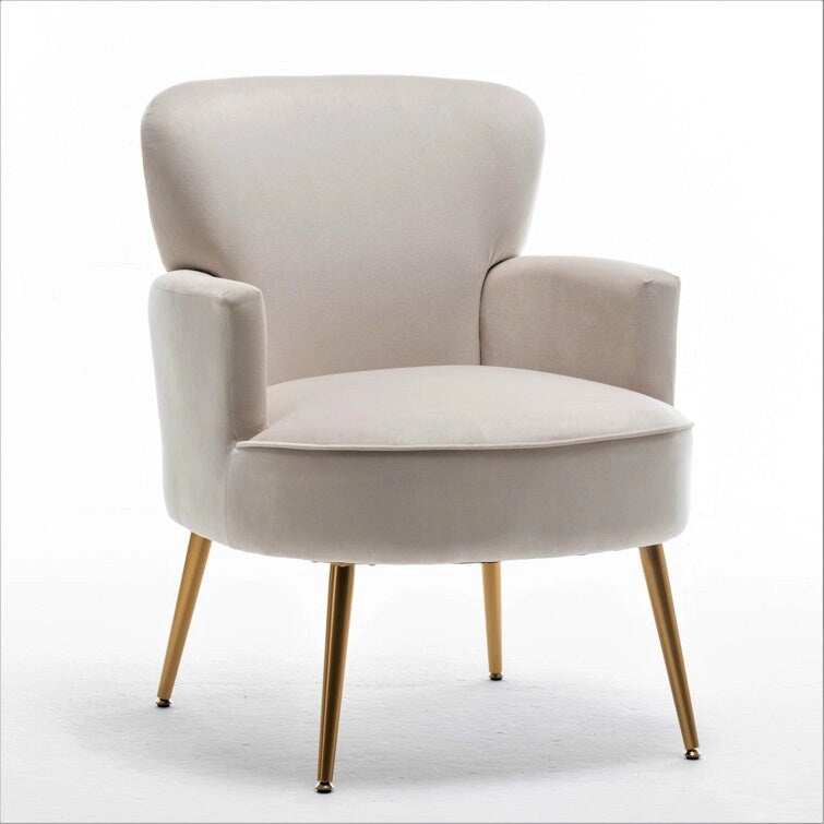 Poltrona in velluto elegante US Pride Furniture con gambe in metallo dorato, comoda poltrona per gli accenti
