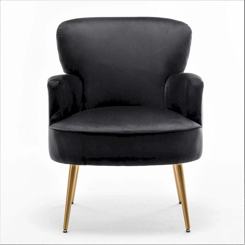 Poltrona in velluto elegante US Pride Furniture con gambe in metallo dorato, comoda poltrona per gli accenti