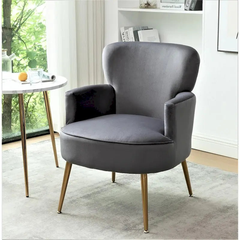 US Pride Furniture Stylish Velvet Armchair with Gold Metal Legs Comfortable Accent Chair