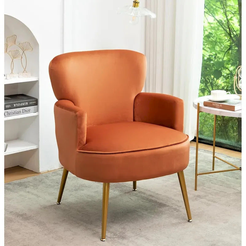 US Pride Furniture Stylish Velvet Armchair with Gold Metal Legs Comfortable Accent Chair