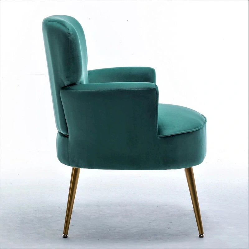 US Pride Furniture Stylish Velvet Armchair with Gold Metal Legs Comfortable Accent Chair